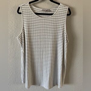 Chico‘s Zenergy 3 Size XL 16–18 Sweater Tank Top Ivory Gray Striped Stretchy
